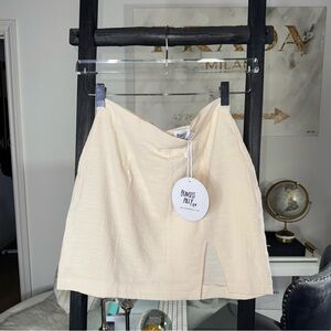 Princess Polly Florence Beige Cotton Mini Skirt With Front Slit Womens 4 New NWT